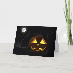 Jack O'Lantern and Moon Halloween Greeting Card