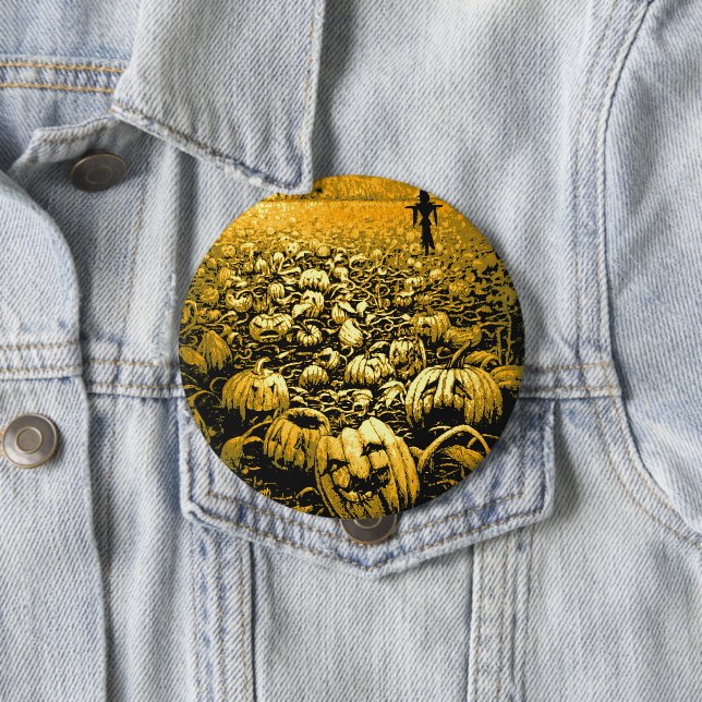 Jack O'Lantern Graveyard 4 Inch Round Button (In Situ)