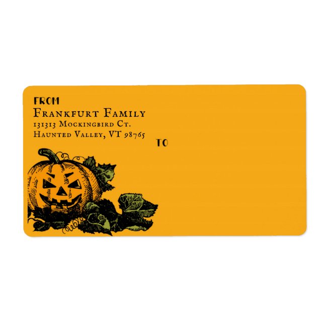 Jack O'Lantern Halloween Label (Front)