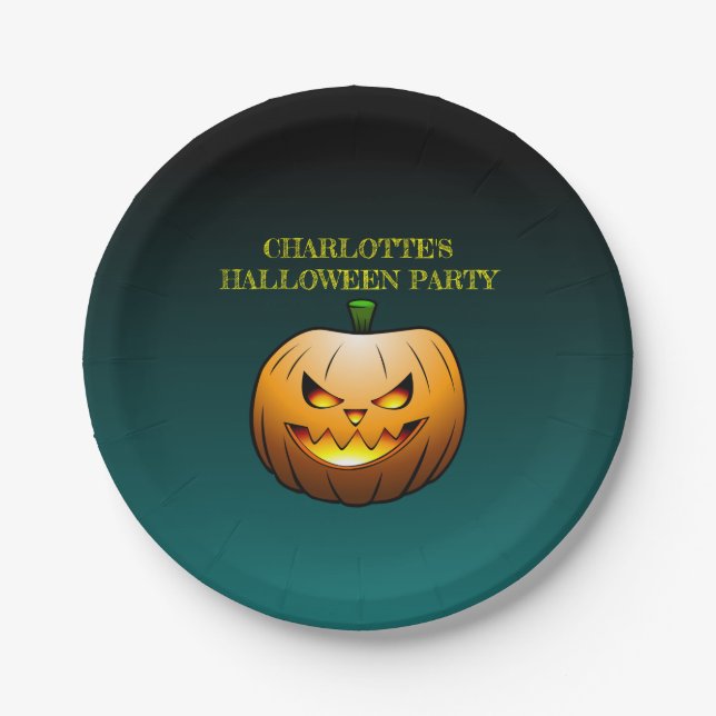 Jack o'lantern Halloween Paper Plate (Front)