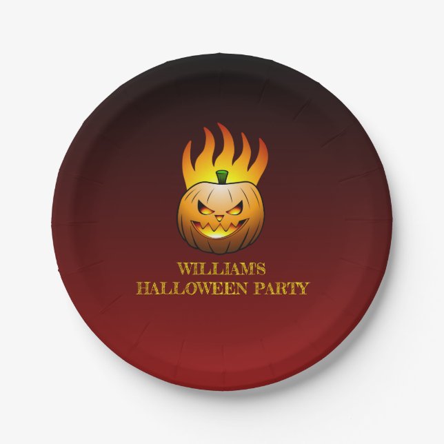 Jack o'lantern Halloween Paper Plate (Front)