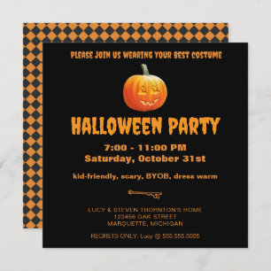 Jack O'Lantern Halloween Party Invitation