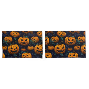 Jack O'Lantern Halloween Pumpkin Dark pattern  Pillowcase