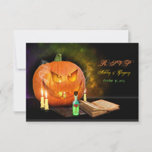Jack O'Lantern Halloween Wedding Reply Card