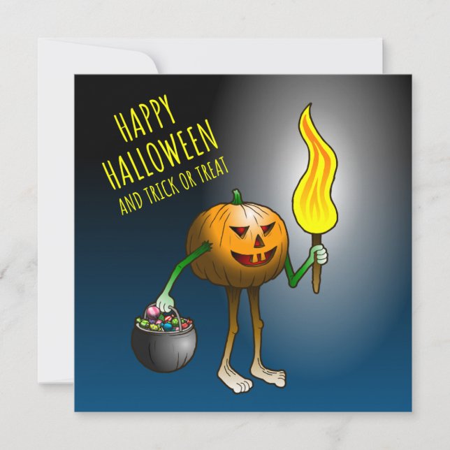 Jack O'lantern out to trick or treat Card (Front)