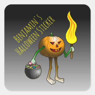 Jack O'lantern out to trick or treat Square Sticker