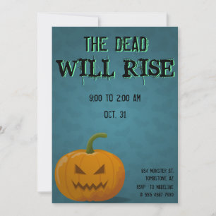 Jack O'Lantern Party Halloween Bats Pumpkin Dead   Invitation