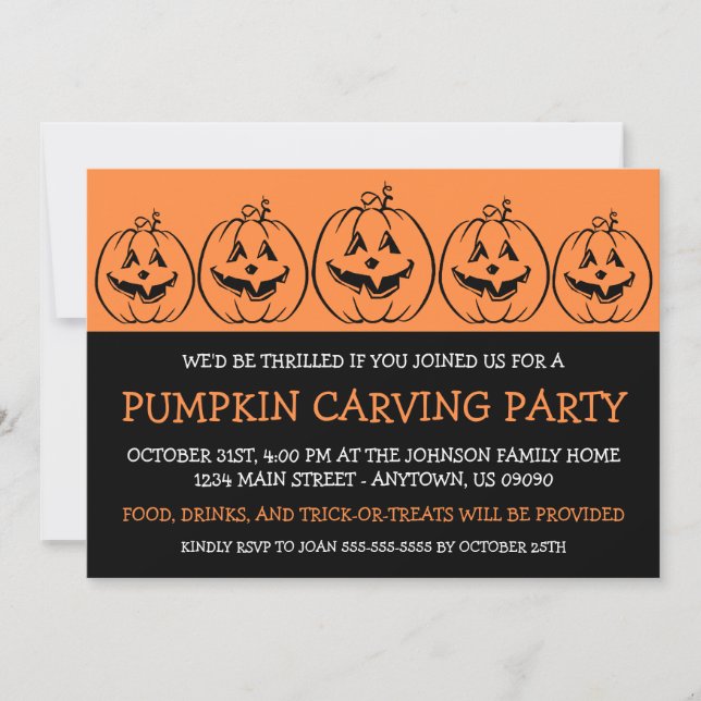 Jack O'Lantern Silhouette Halloween Invitations (Front)
