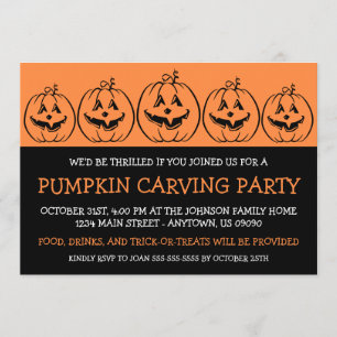 Jack O'Lantern Silhouette Halloween Invitations