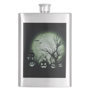 Jack O'Lanterns At Night Hip Flask