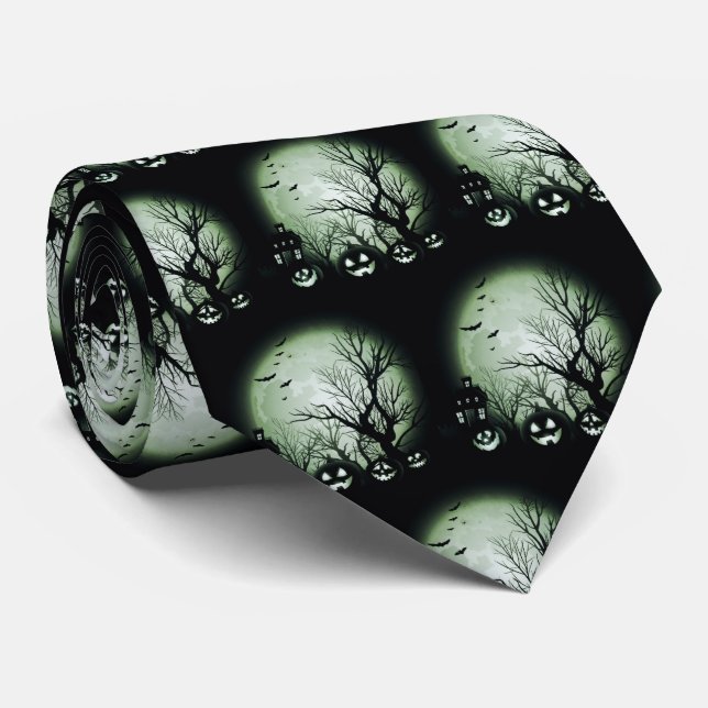 Jack O'Lanterns At Night Tie (Rolled)