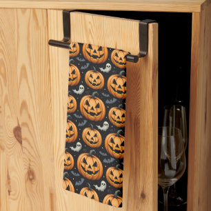 Jack O'Lanterns Bats and Ghosts Kitchen Towel
