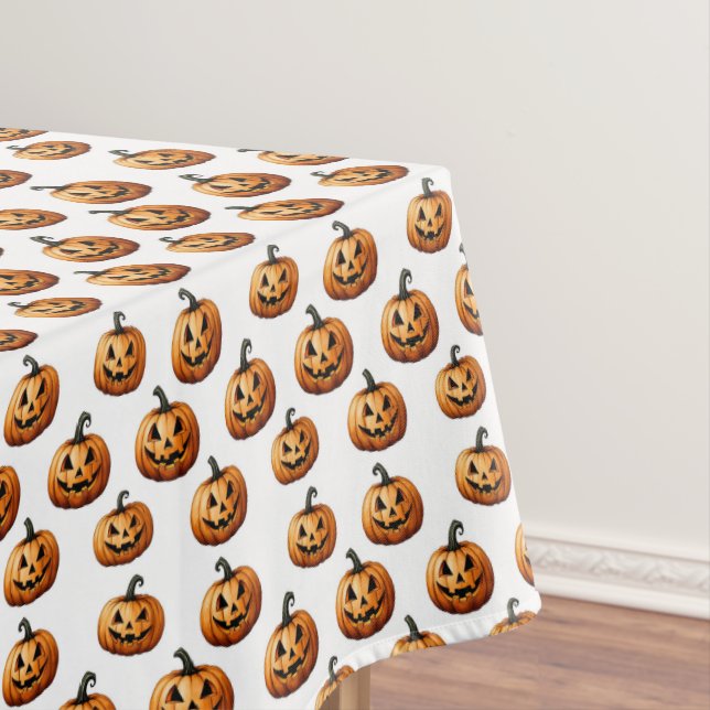 Jack O'Lanterns on White Tablecloth (In Situ)