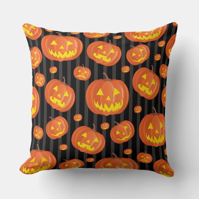 Jack O'Lanterns! Throw Pillow (Front)