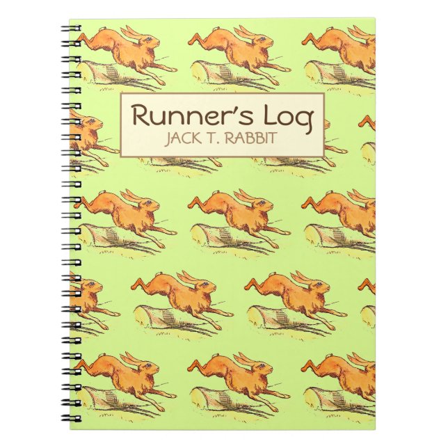 Jack Rabbit Runner's Log Personalized Running Notebook (Front)