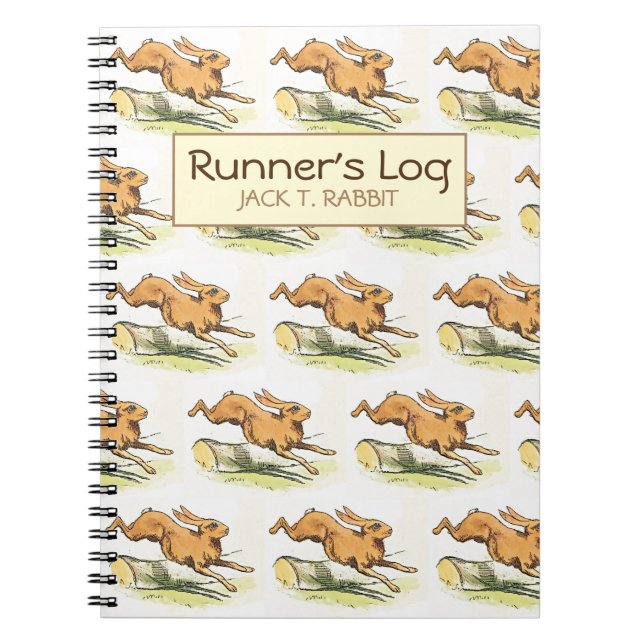 Jack Rabbit Runner's Log Personalized Running Notebook (Front)
