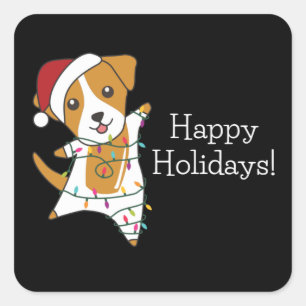 Jack Russel Christmas Dog Winter Animals Dogs Square Sticker