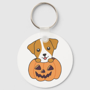 Jack Russel In Pumpkin Cute Dogs Happy Halloween K Keychain