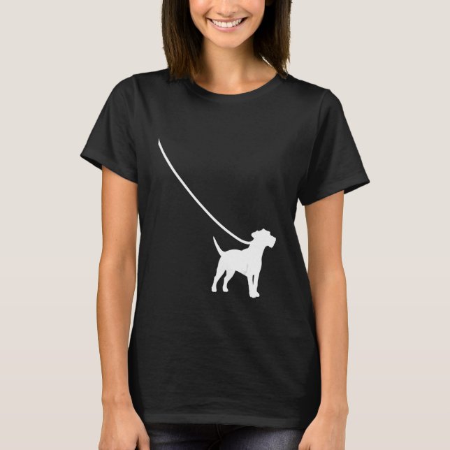 Jack Russel on a Leash Dog  Mom Dad Pet Cute  Pupp T-Shirt (Front)
