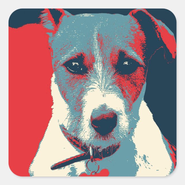 Jack Russel Terrier Political Hope Parody Square Sticker (Front)