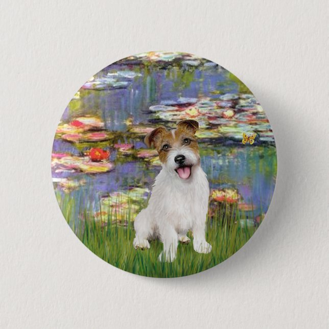 Jack Russell 11 - Llilies 2 Inch Round Button (Front)