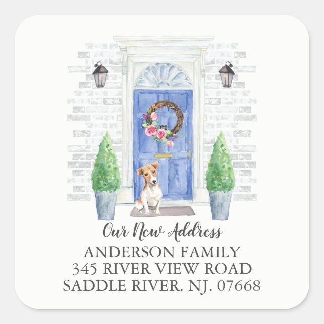 Jack Russell Blue Door New Address Label (Front)