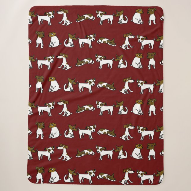 Jack Russell Cartoon Sherpa Blanket (Front)