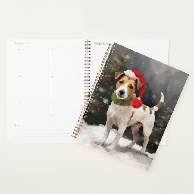 Jack Russell Chien à Noël de neige (Devant avec enveloppe)