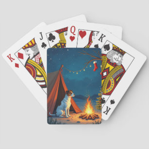 Jack Russell Christmas Camping Night Painting Playing Cards