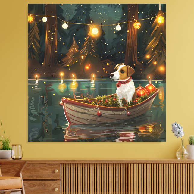 Jack Russell Christmas Festive Voyage Canvas Print (Insitu(LivingRoom))