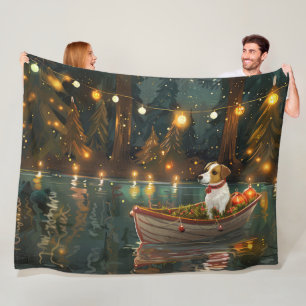 Jack Russell Christmas Festive Voyage Fleece Blanket