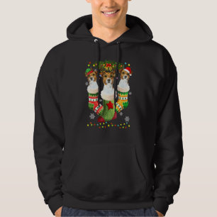 Jack Russell Christmas Socks Tree Light Xmas Santa Hoodie