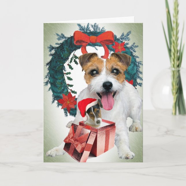 Jack Russell Christmas Times Holiday Card (Front)