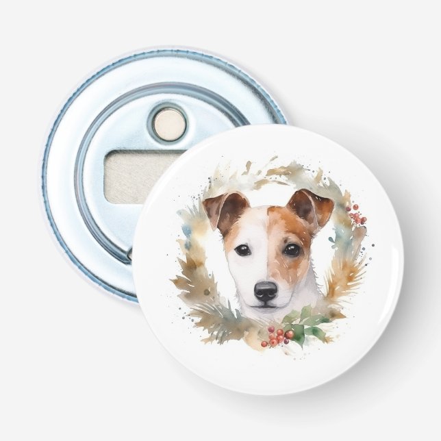 Jack Russell Christmas Wreath Festive Pup  Bottle Opener (Front)