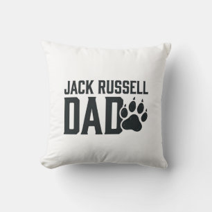 Jack Russell Dad Vintage Paw Print Shirt Design_1 Throw Pillow