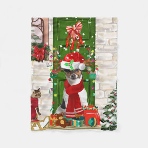 Jack Russell Dog Christmas Fleece Blanket