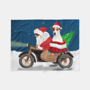 Jack Russell Dog Christmas Santa Claus Fleece Blanket