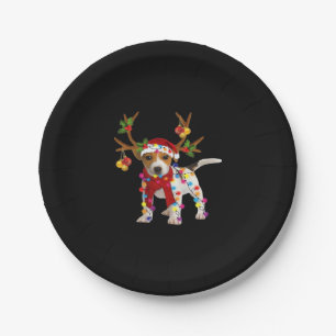 Jack russell Dog Gorgeous Reindeer Christmas Light Paper Plate