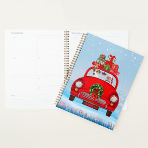 Jack Russell  Dog In Car With Santa Claus Planner