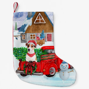 Jack Russell Dog In Christmas Delivery Truck Snow Small Christmas Stocking