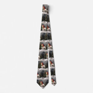 Jack Russell Dog in Snow Christmas Tie
