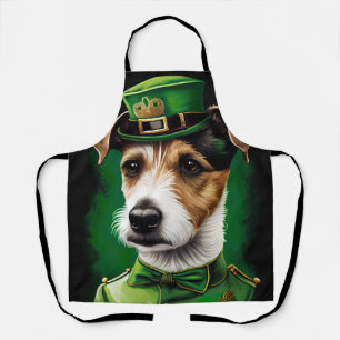 Jack Russell Dog in St. Patrick's Day Dress Apron