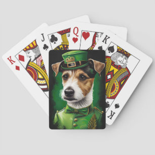 Jack Russell Dog in St. Patrick's Day Dress Playing Cards