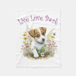 Jack Russell Dog Mom Floral Fleece Blanket