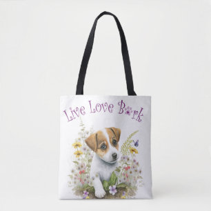 Jack Russell Dog Mom Floral Tote Bag