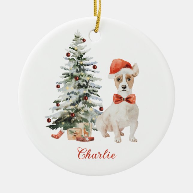 Jack Russell Dog Ornement de Noël personnalisé (Devant)