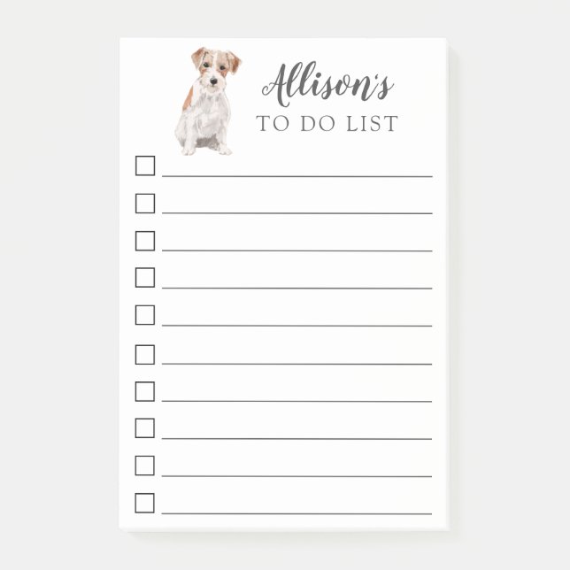 Jack Russell Dog Personalized To Do List Post-it Notes (Front)