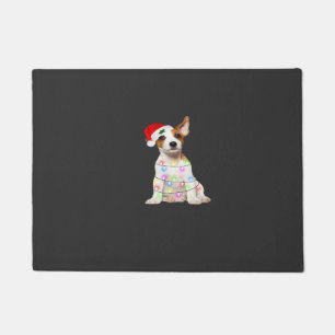 Jack Russell dog Santa Christmas Tree Lights Xmas  Doormat