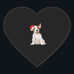 Jack Russell dog Santa Christmas Tree Lights Xmas  Heart Sticker<br><div class="desc">Jack Russell dog Santa Christmas Tree Lights Xmas Boys Dog92 Oversized T-Shirt</div>