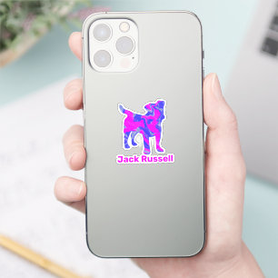 Jack Russell Dog Silhouette Hot Pink & Blue